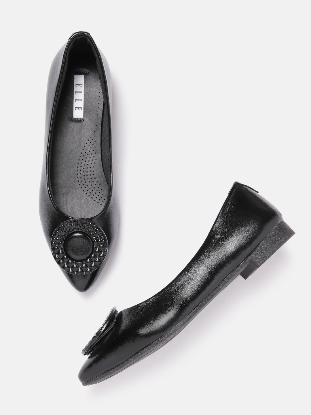 

ELLE Women Ballerinas with Metallic Detail, Black