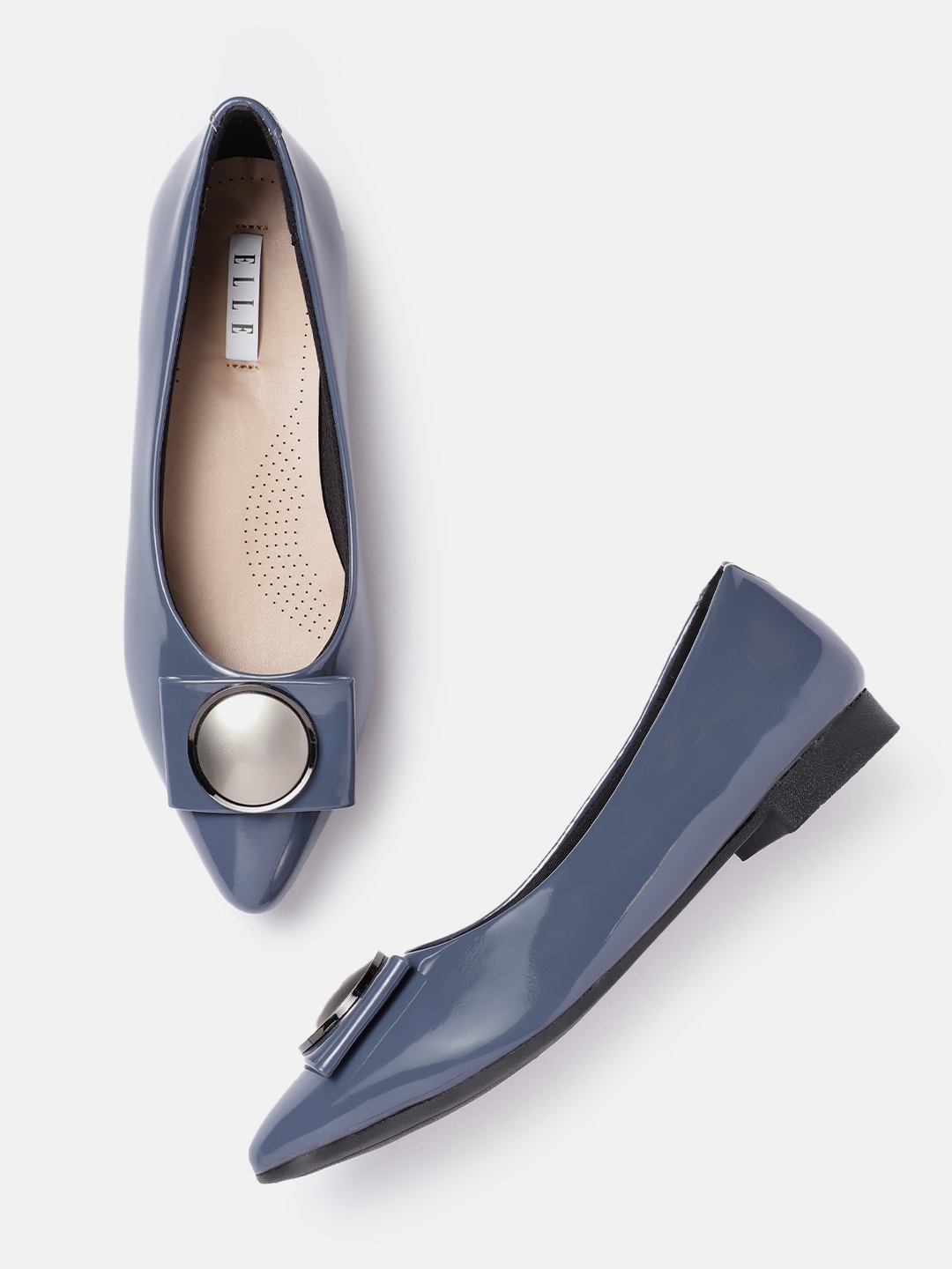 

ELLE Women Ballerinas with Buckle Detail, Navy blue