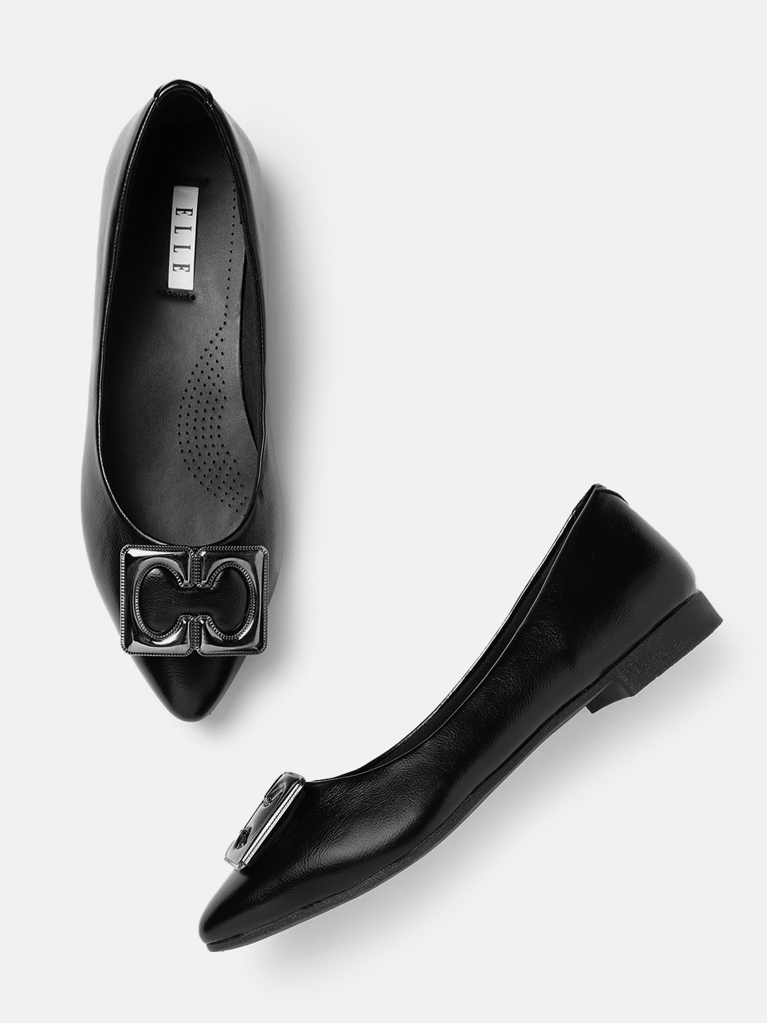 

ELLE Women Ballerinas with Buckle Detail, Black