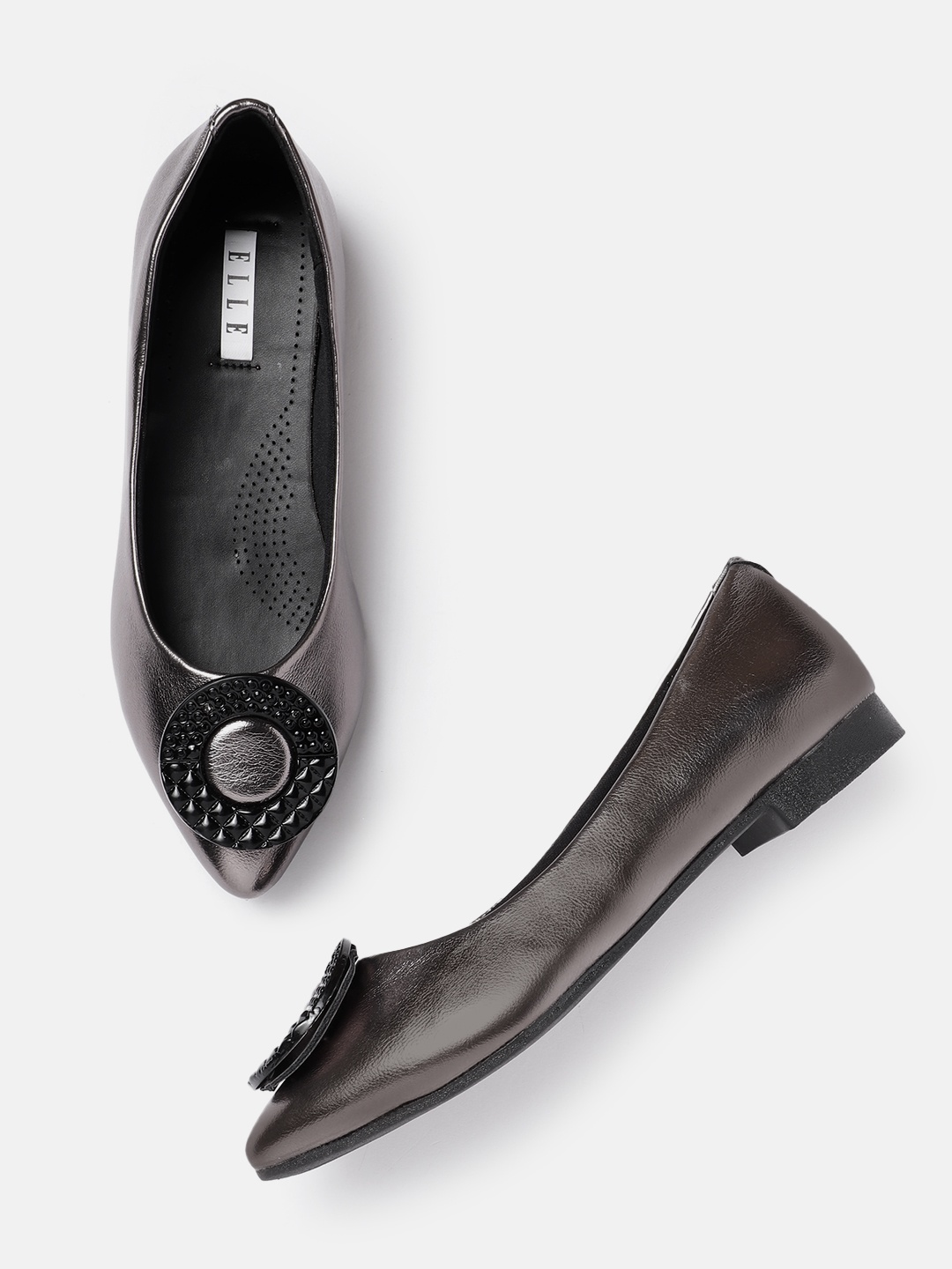 

ELLE Women Ballerinas with Buckle Detail, Metallic