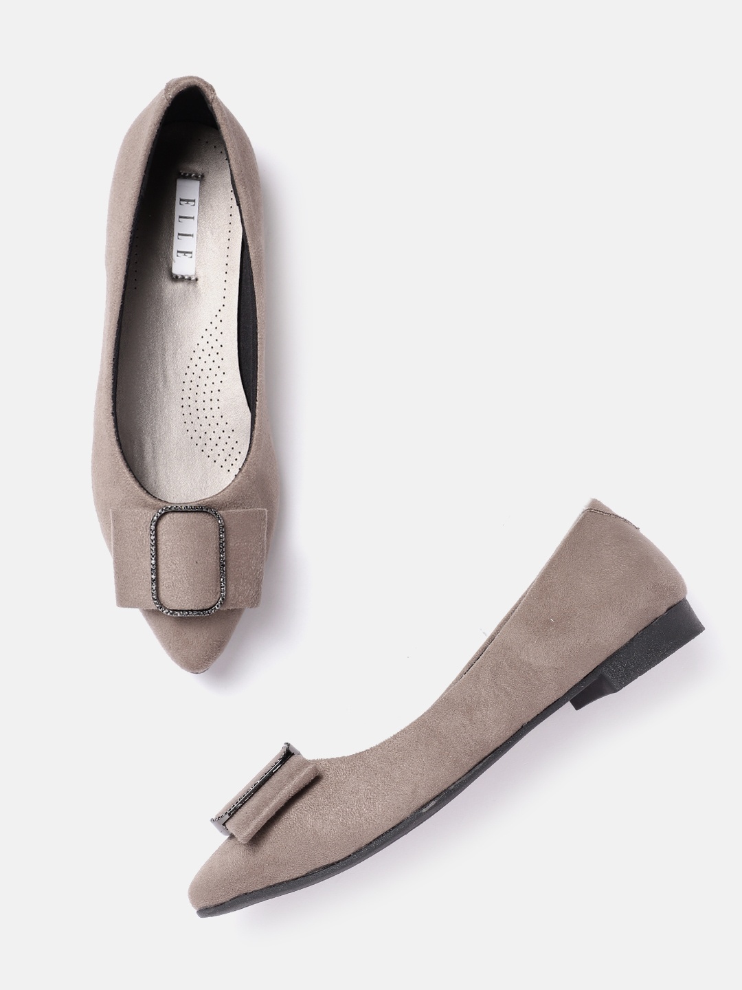 

ELLE Women Ballerinas with Embellished Detail, Grey