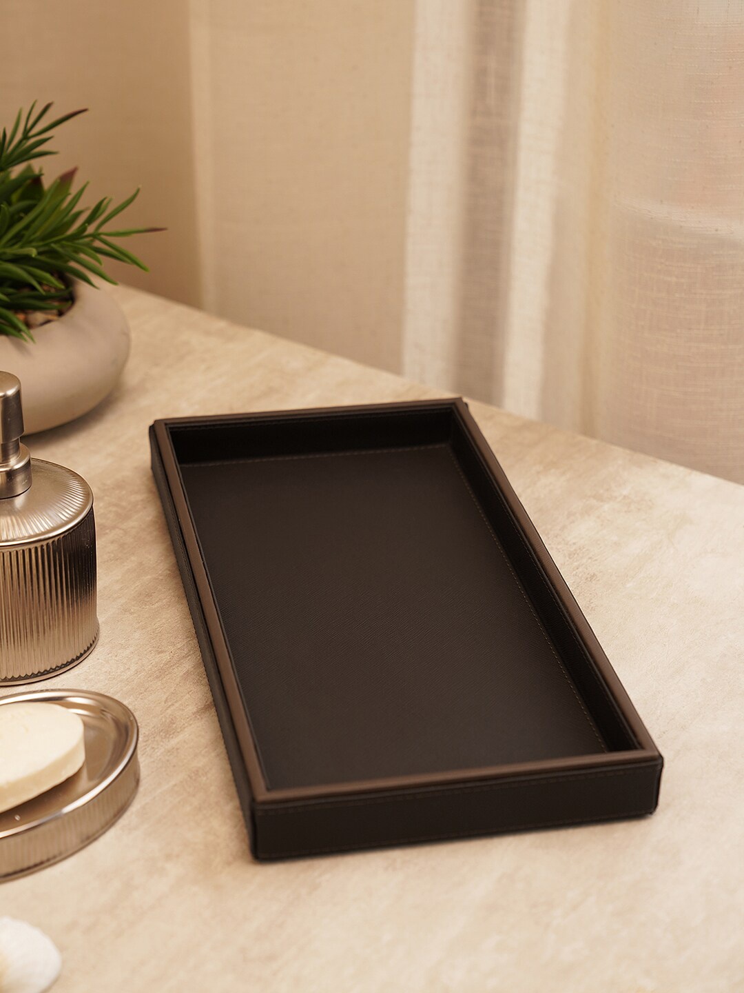 

Pure Home and Living Brown Textured Bathroom Tray