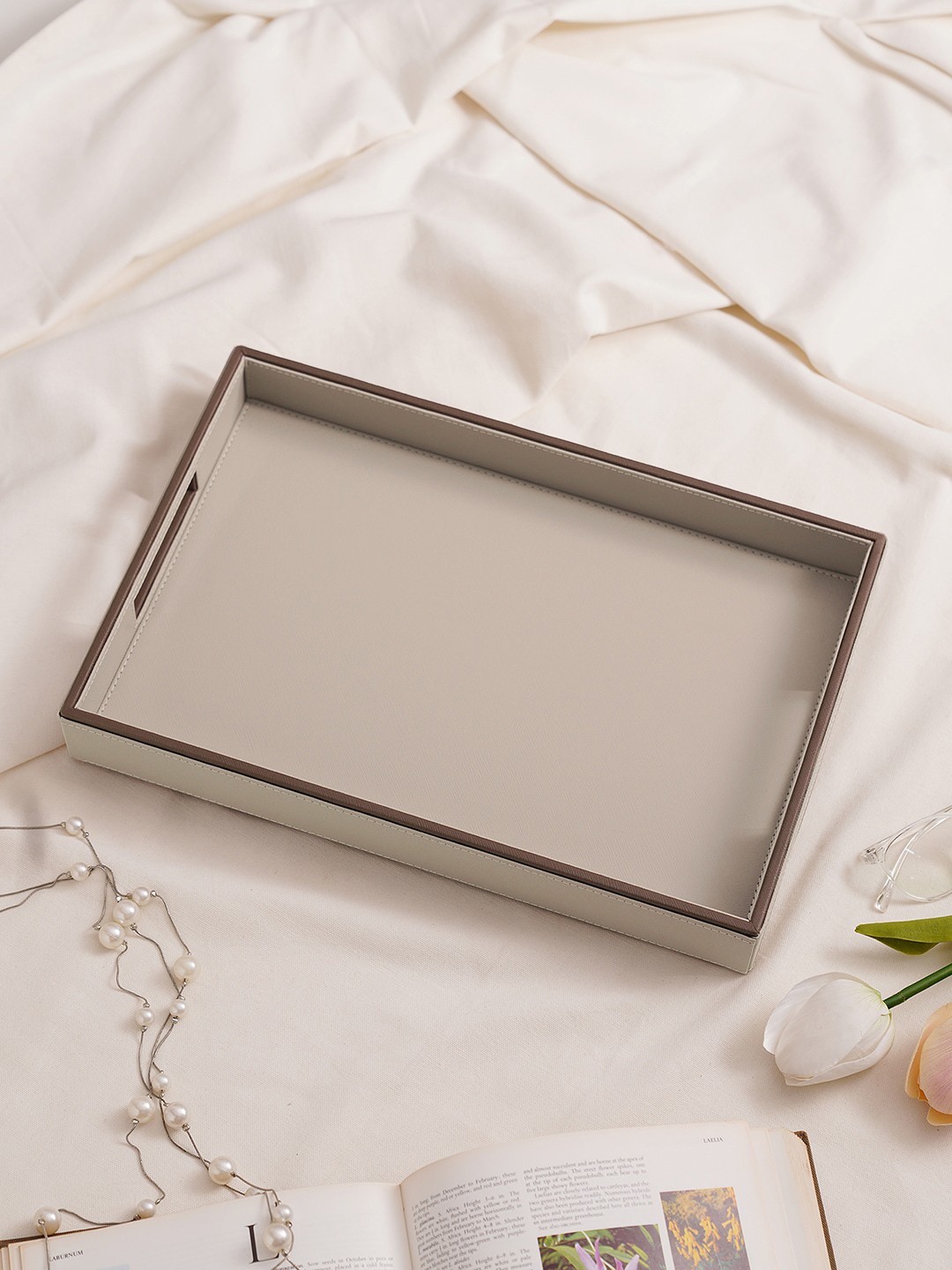 

Pure Home and Living Beige Rectangular Serving Tray