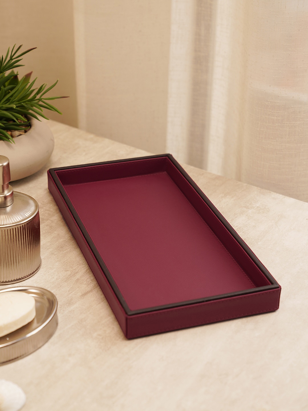 

Pure Home and Living Red Textured Bathroom Tray