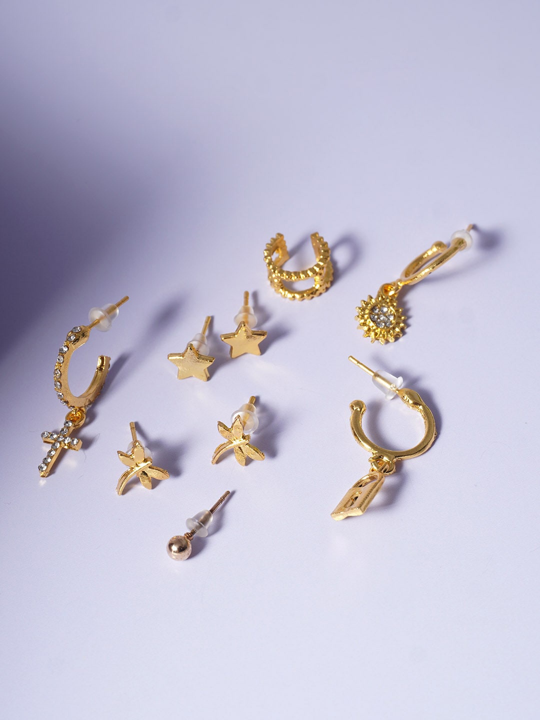 

Ferosh Set Of 9 Classic Half Hoop Earrings, Gold