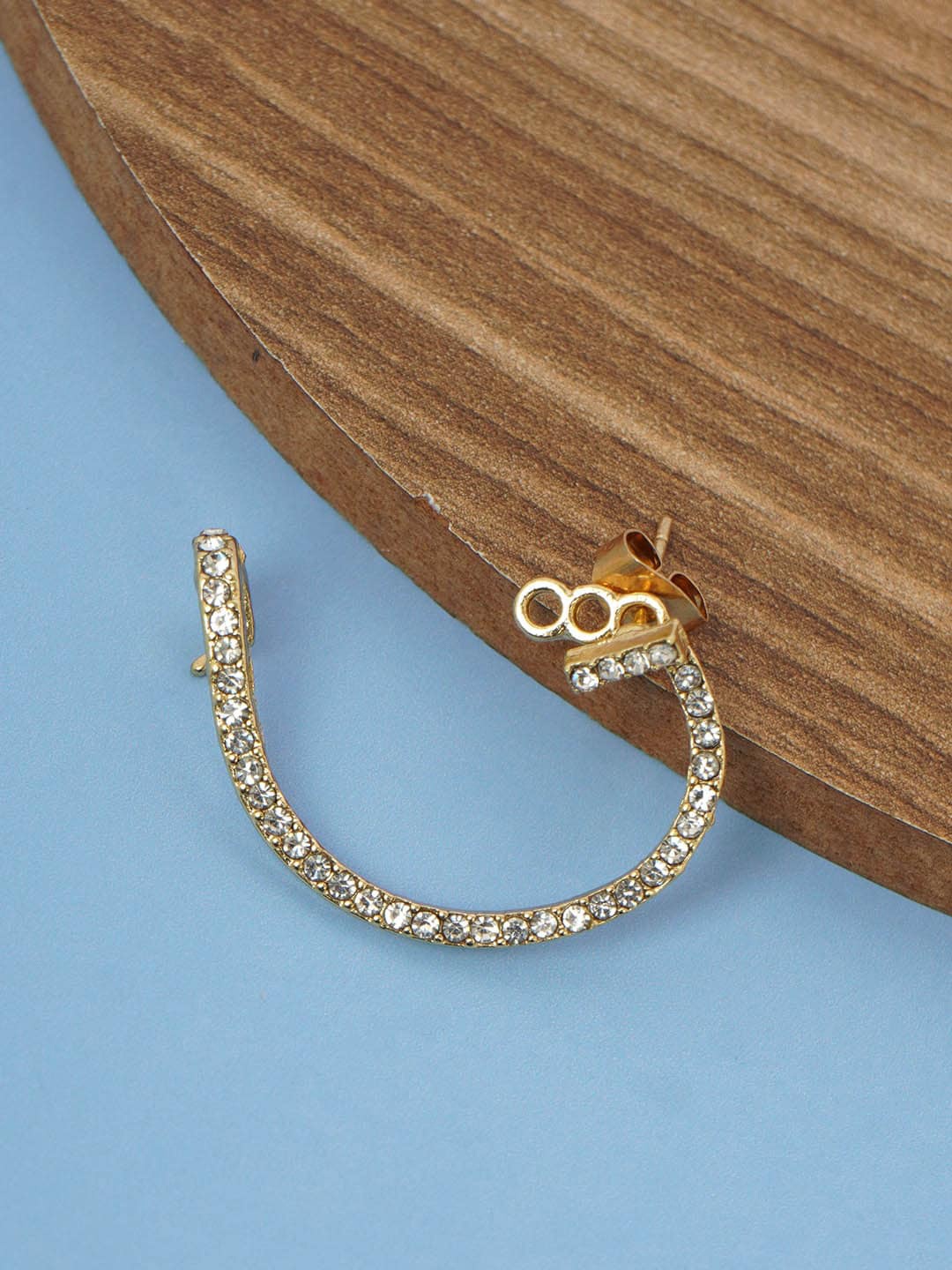

Ferosh Gold-Plated Crystal-Studded Classic Ear Cuff Earrings