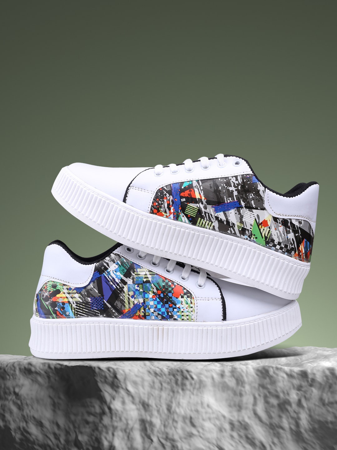

mr.wonker Men Printed Sneakers, White