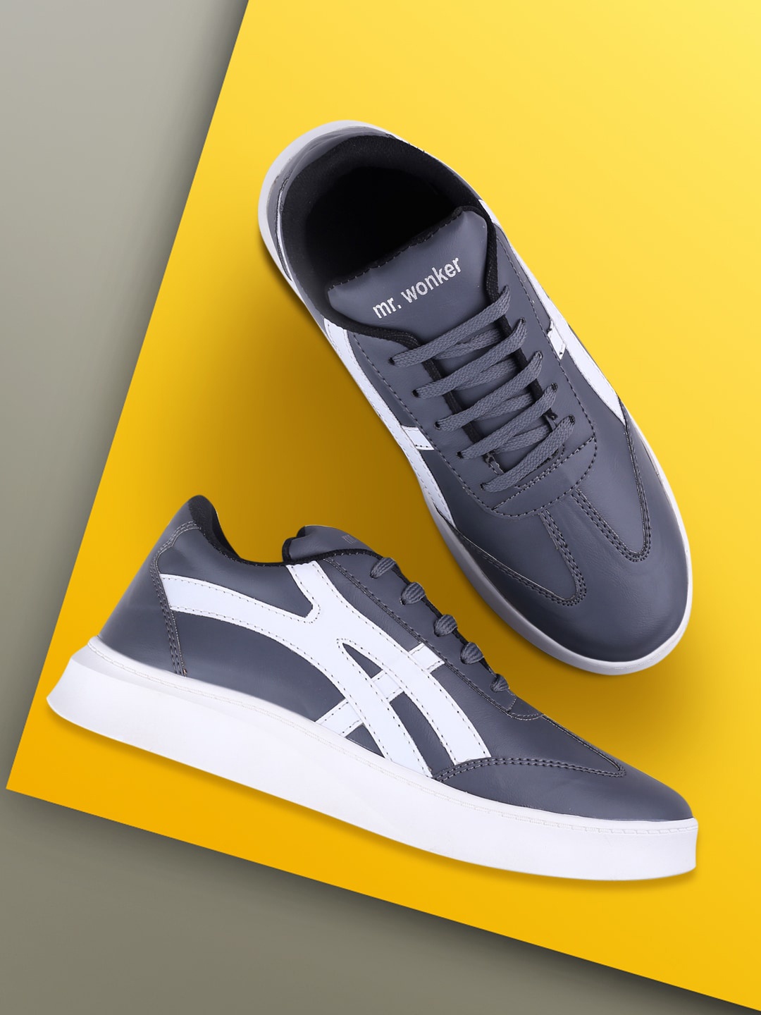 

mr.wonker Men Colourblocked Sneakers, Grey