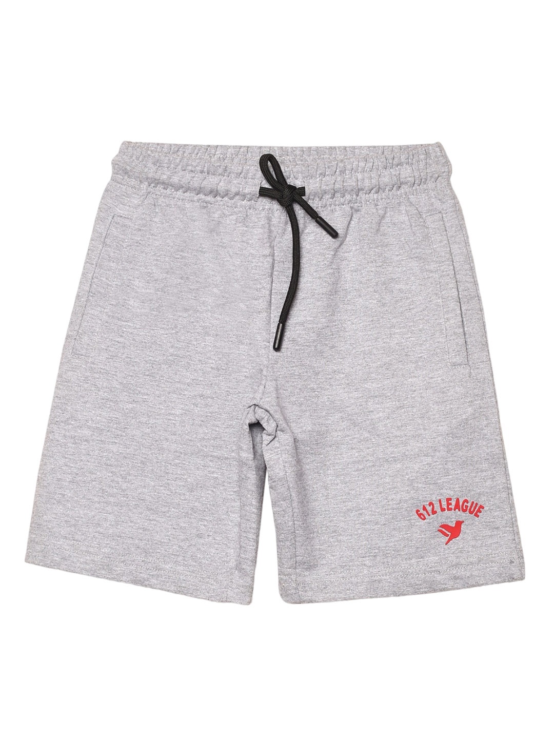 

612League Boys Knee Length Slim Fit Cotton Shorts, Grey melange