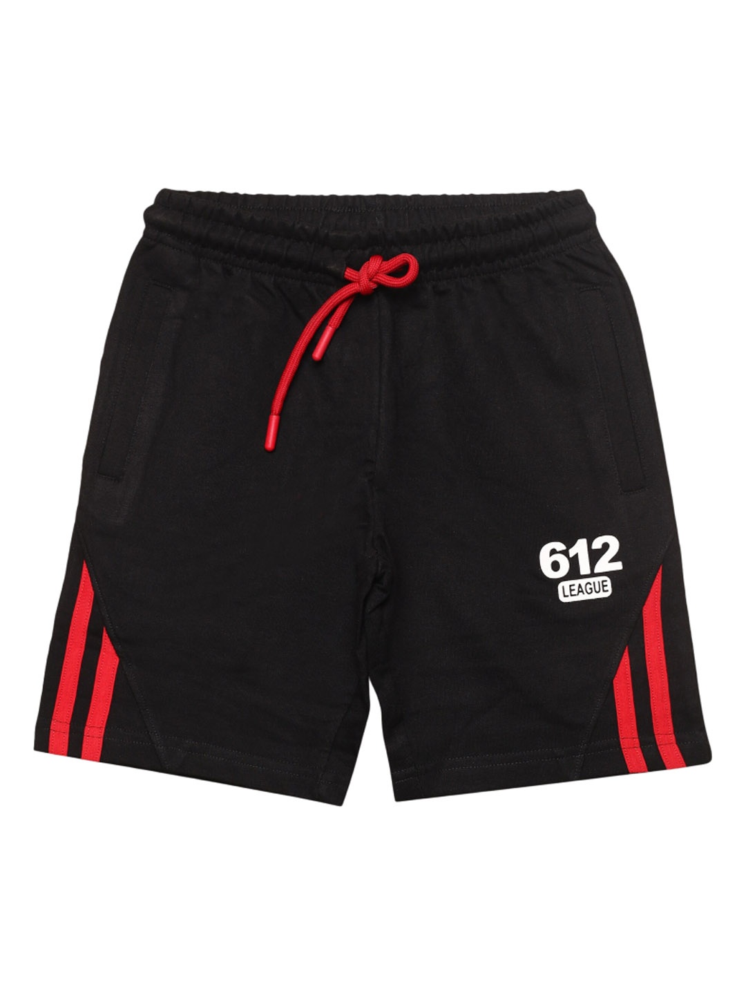 

612League Boys Knee Length Slim Fit Cotton Shorts, Black