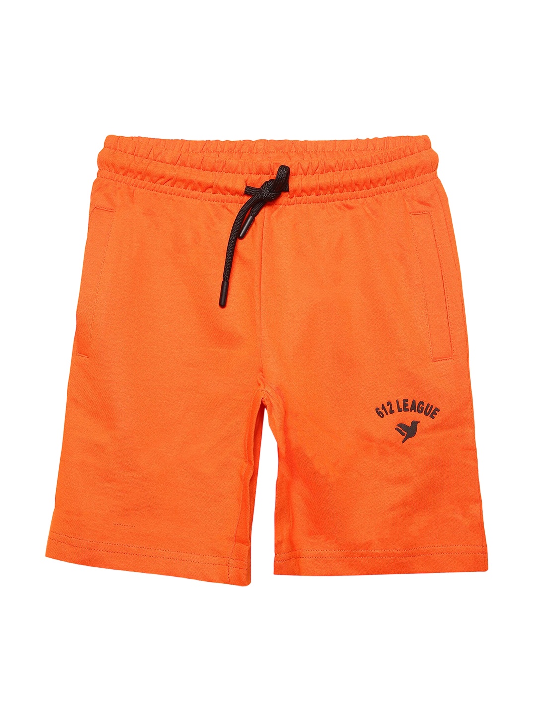 

612League Boys Knee Length Slim Fit Cotton Shorts, Orange