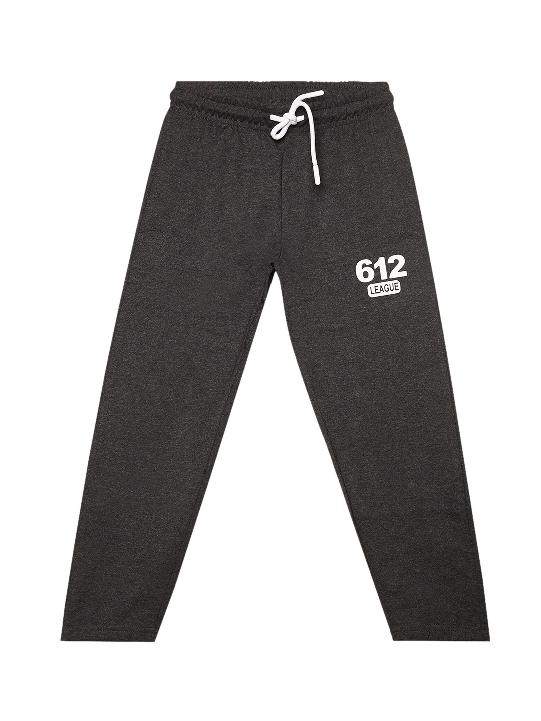 

612League Boys Brand Logo Print Detail Cotton Relaxed-Fit Track Pants, Charcoal