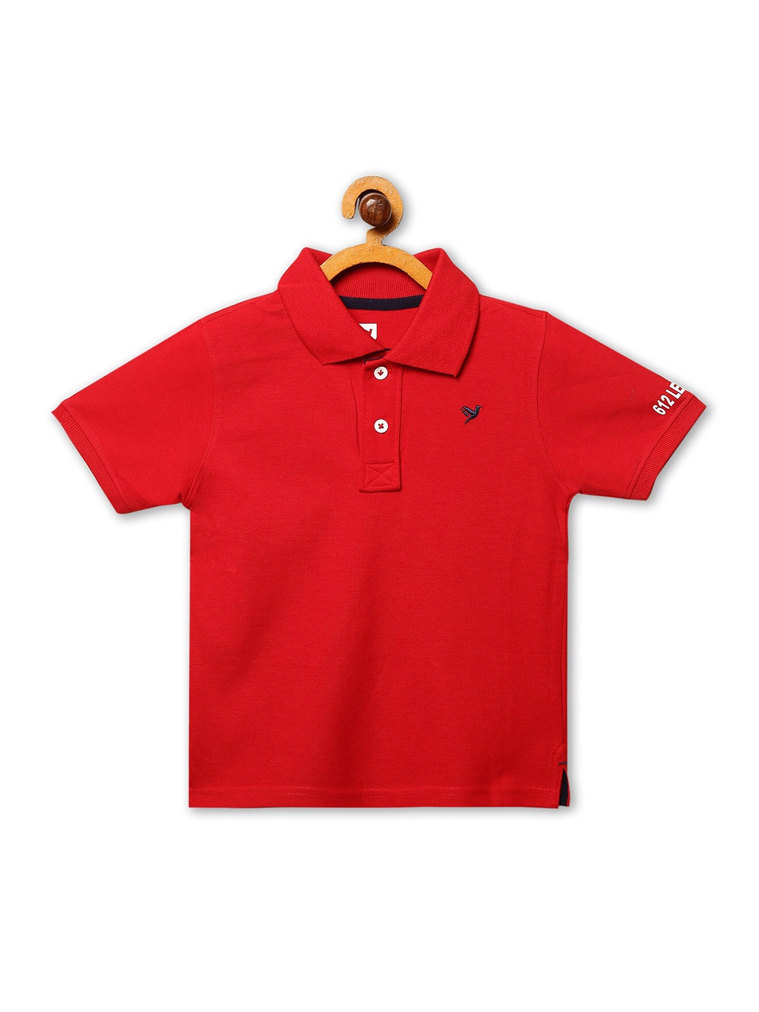 

612League Boys Polo Collar Short Sleeves Cotton T-shirt, Red