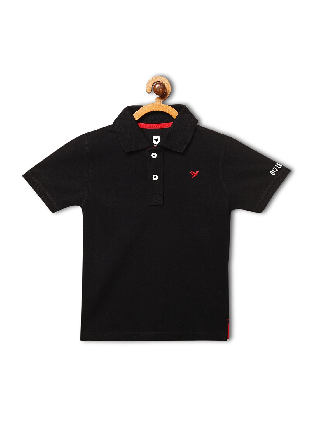 

612League Boys Polo Collar Short Sleeves Cotton T-shirt, Black