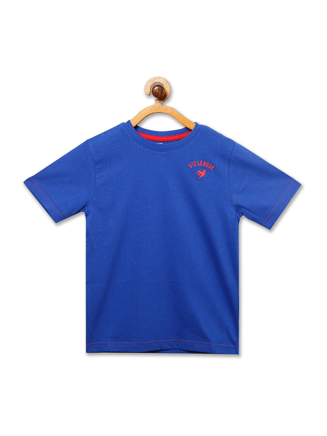 

612League Boys Round Neck Short Sleeves Cotton T-shirt, Blue