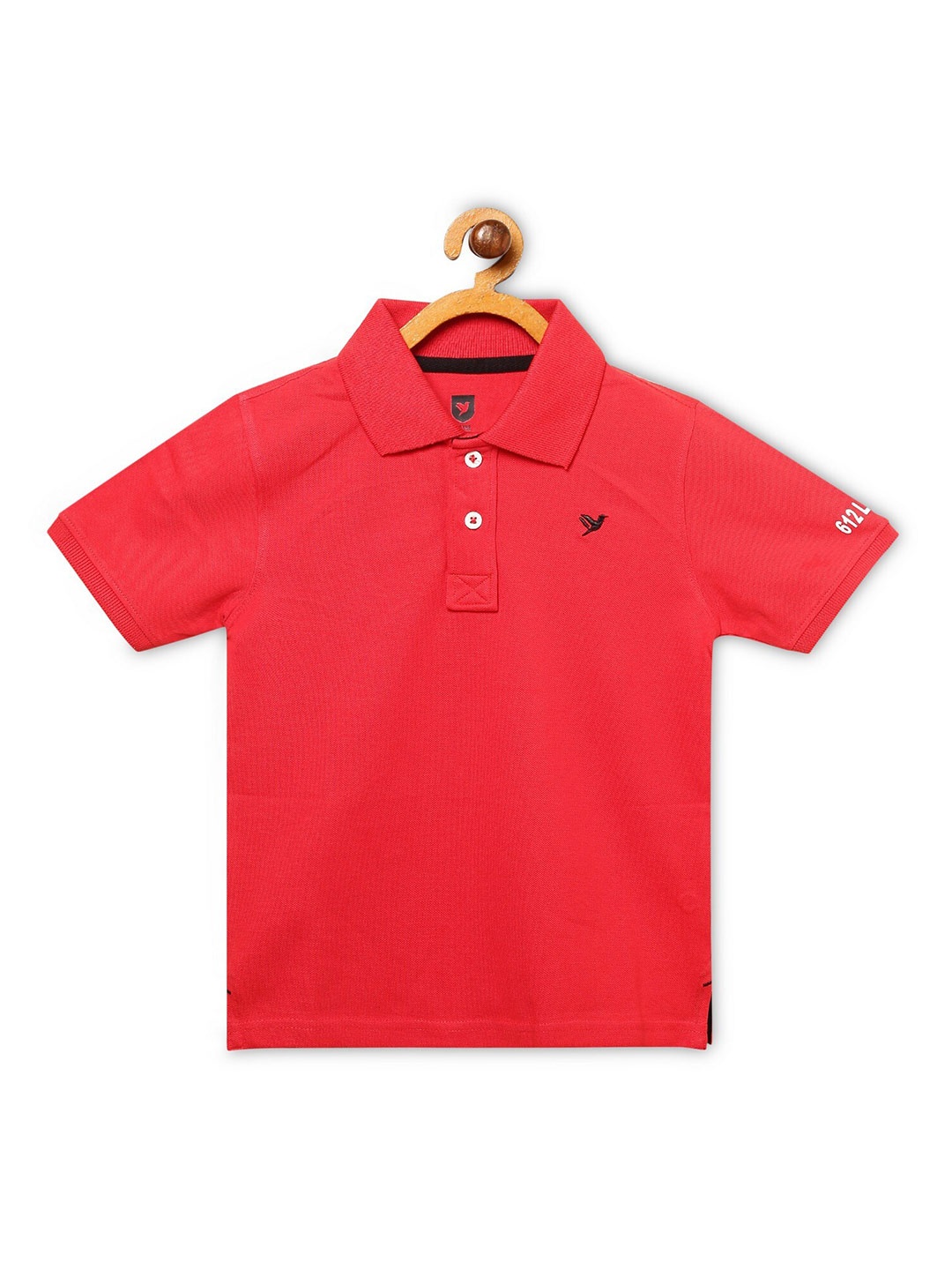 

612League Boys Polo Collar Short Sleeves Cotton T-shirt, Red