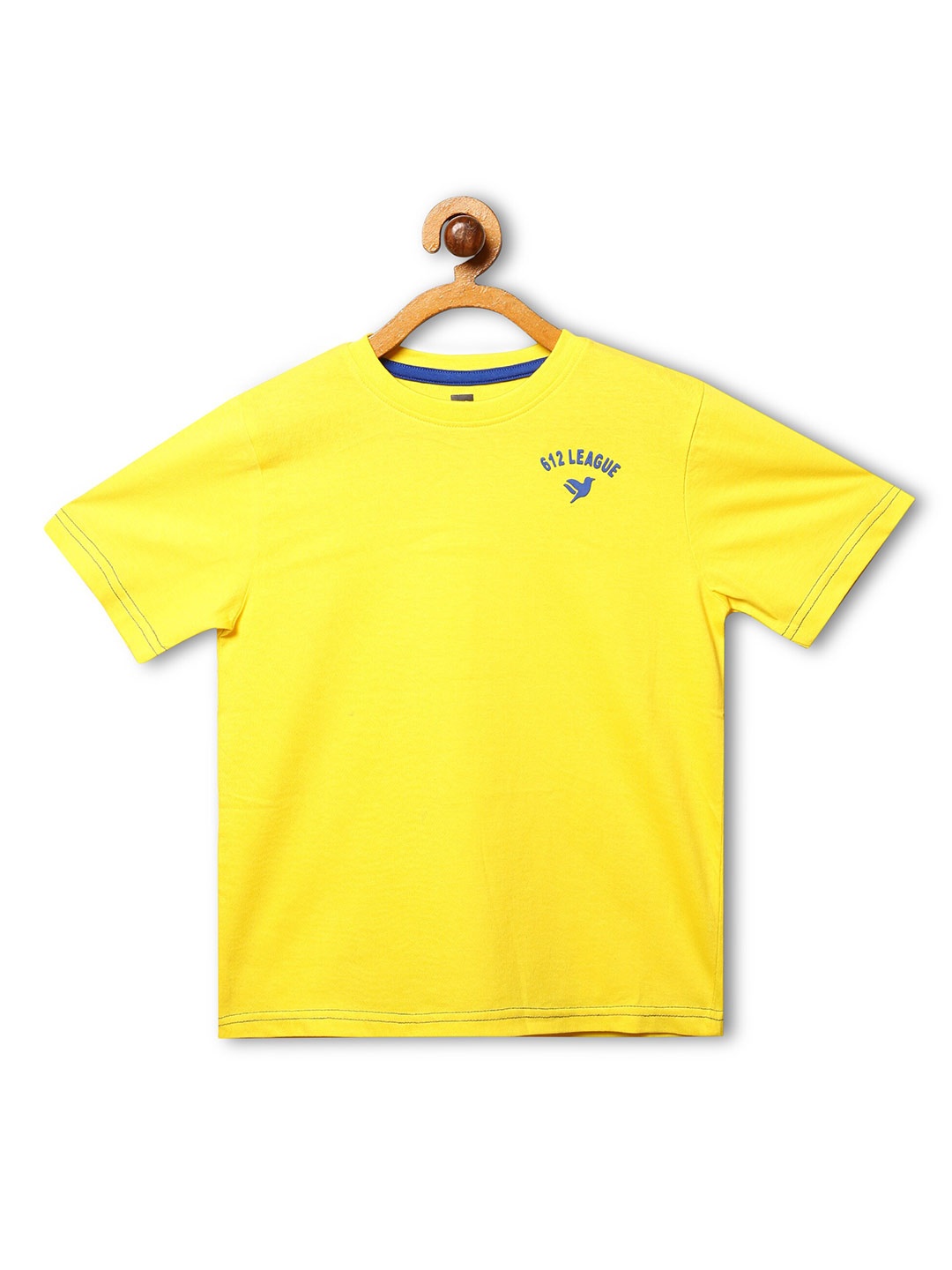 

612League Boys Round Neck Short Sleeves Cotton T-shirt, Yellow