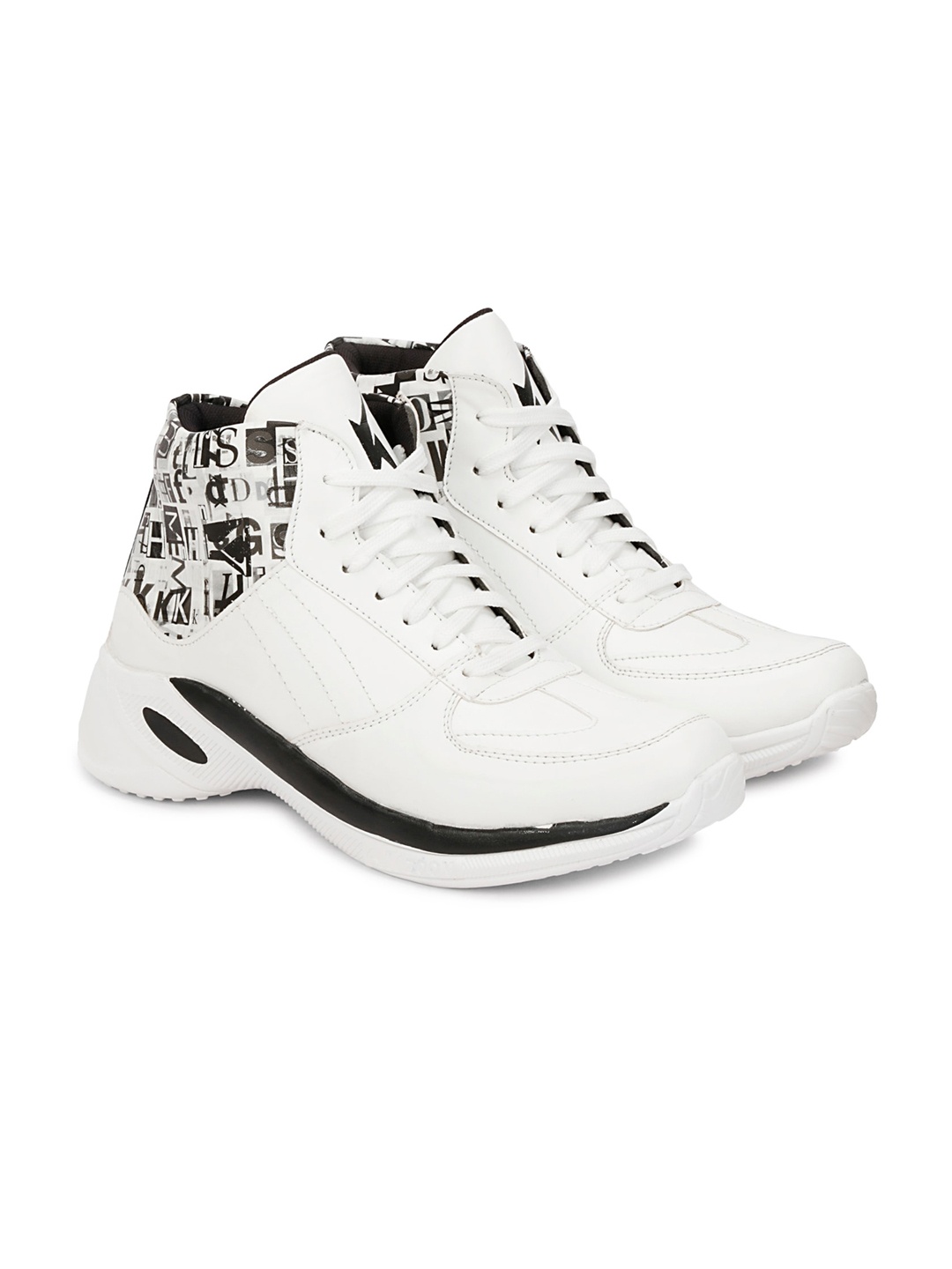 

KRAASA Men Printed Mid-Top Sneakers, White