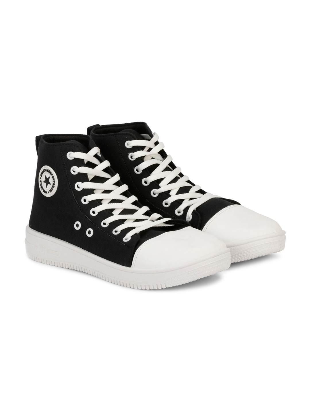 

KRAASA Men Colourblocked Mid-Top Sneakers, Black