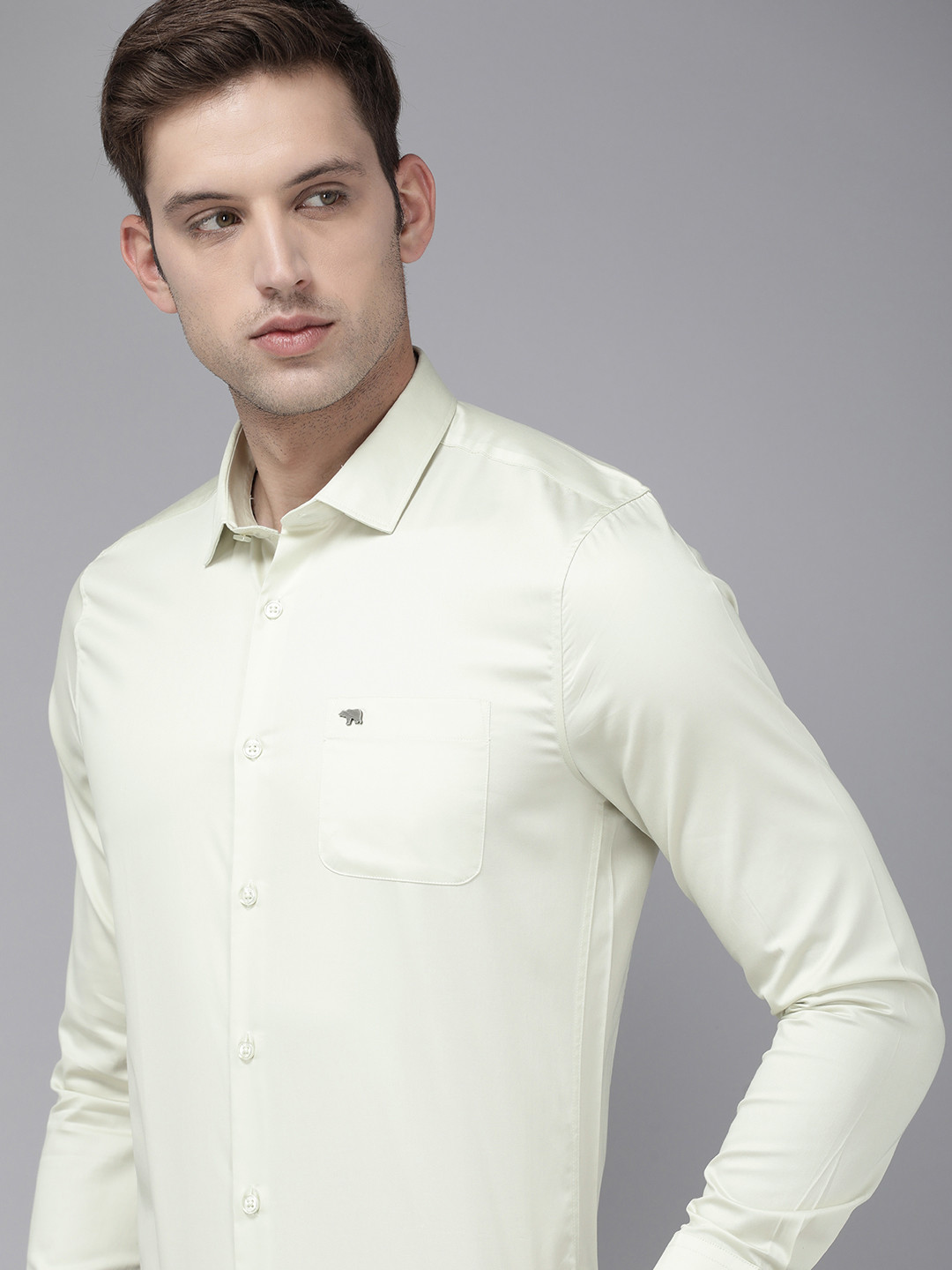 

THE BEAR HOUSE Men Green Slim Fit Opaque Formal Shirt