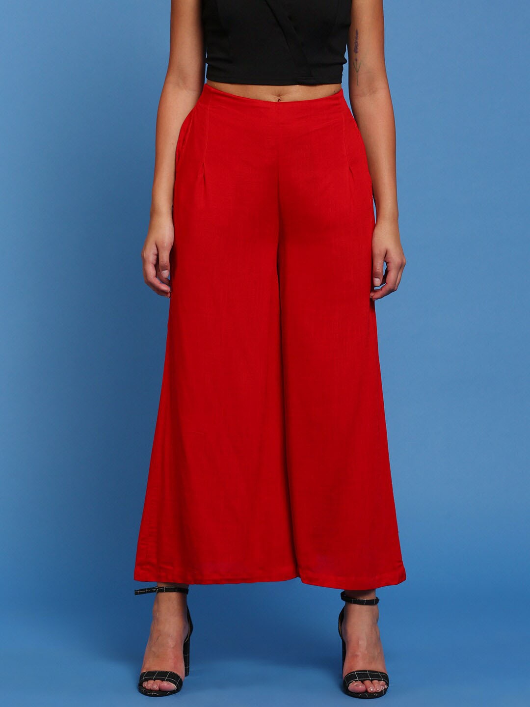 

De Moza Women Flared Fit Palazzos, Red