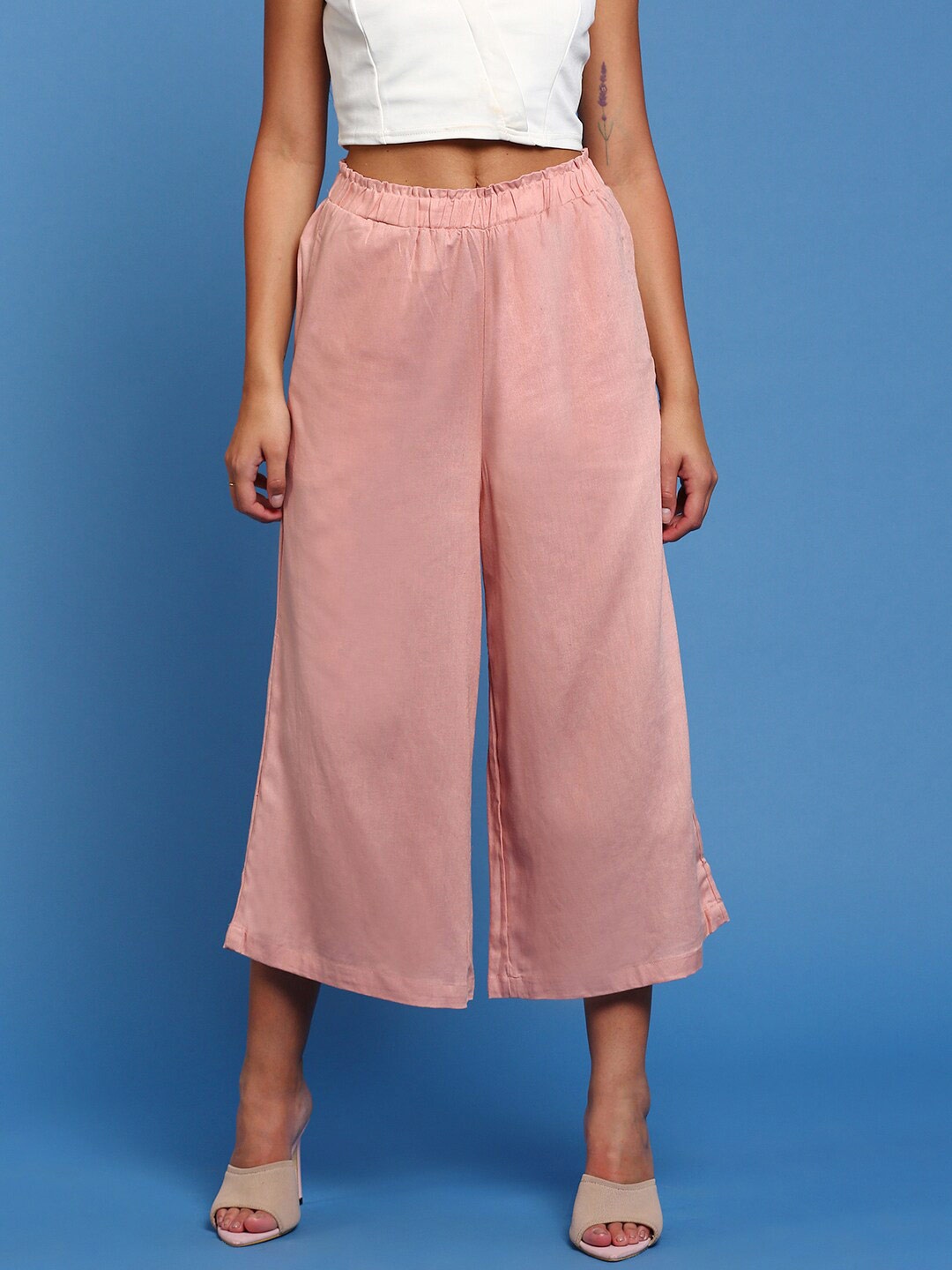De Moza Women Wide Leg Palazzos, Pink
