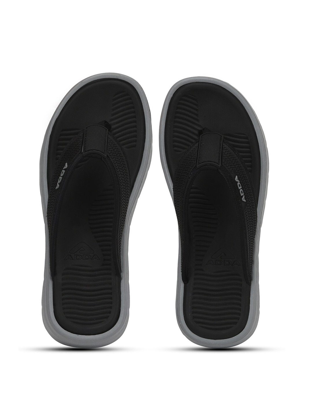 

Adda Men T-Straps Rubber Thong Flip-Flops, Black