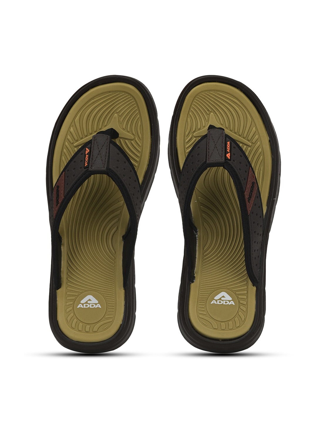 

Adda Men T-Straps Rubber Thong Flip-Flops, Beige