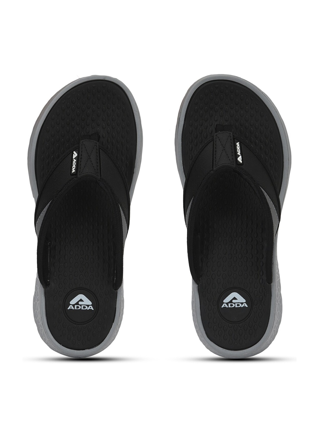 

Adda Men T-Straps Rubber Thong Flip-Flops, Black