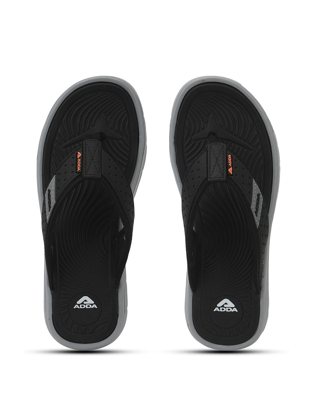 

Adda Men T-Straps Rubber Thong Flip-Flops, Black