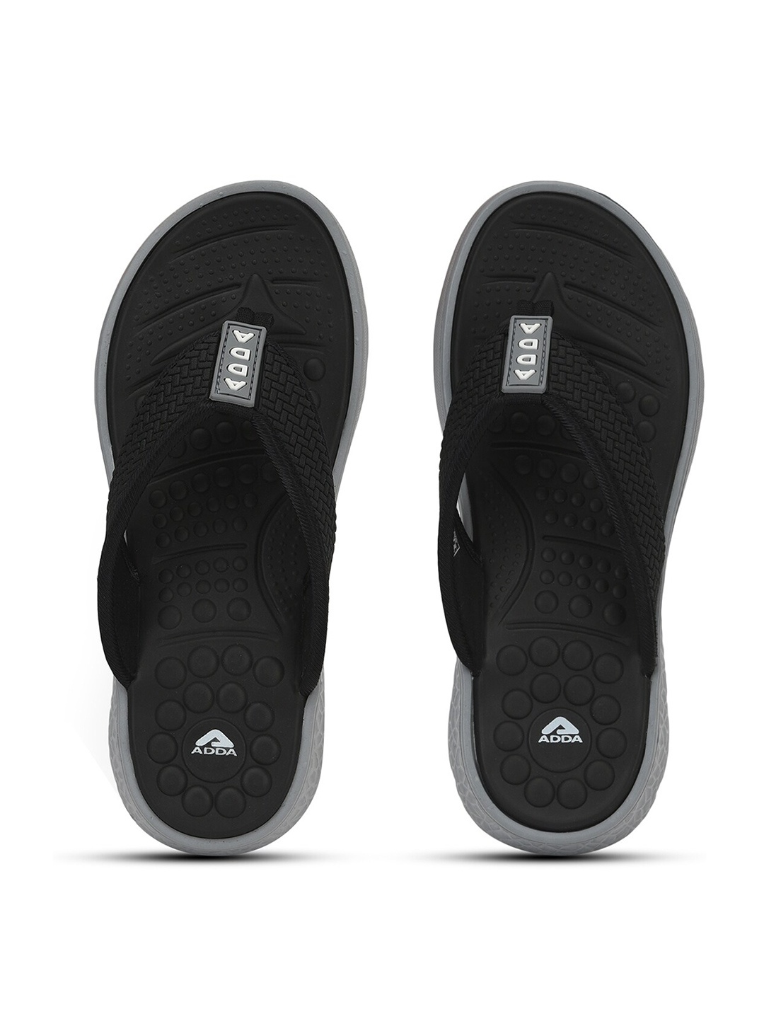 

Adda Men T-Straps Rubber Thong Flip-Flops, Black