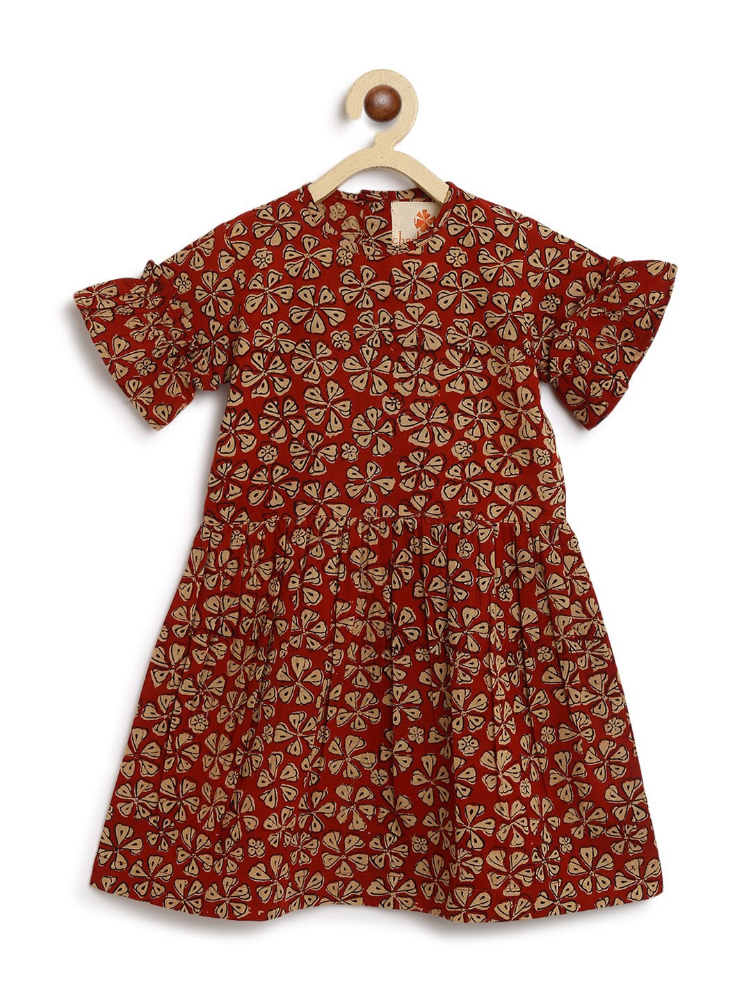 

charkhee Floral Print Bell Sleeve A-Line Dress, Red