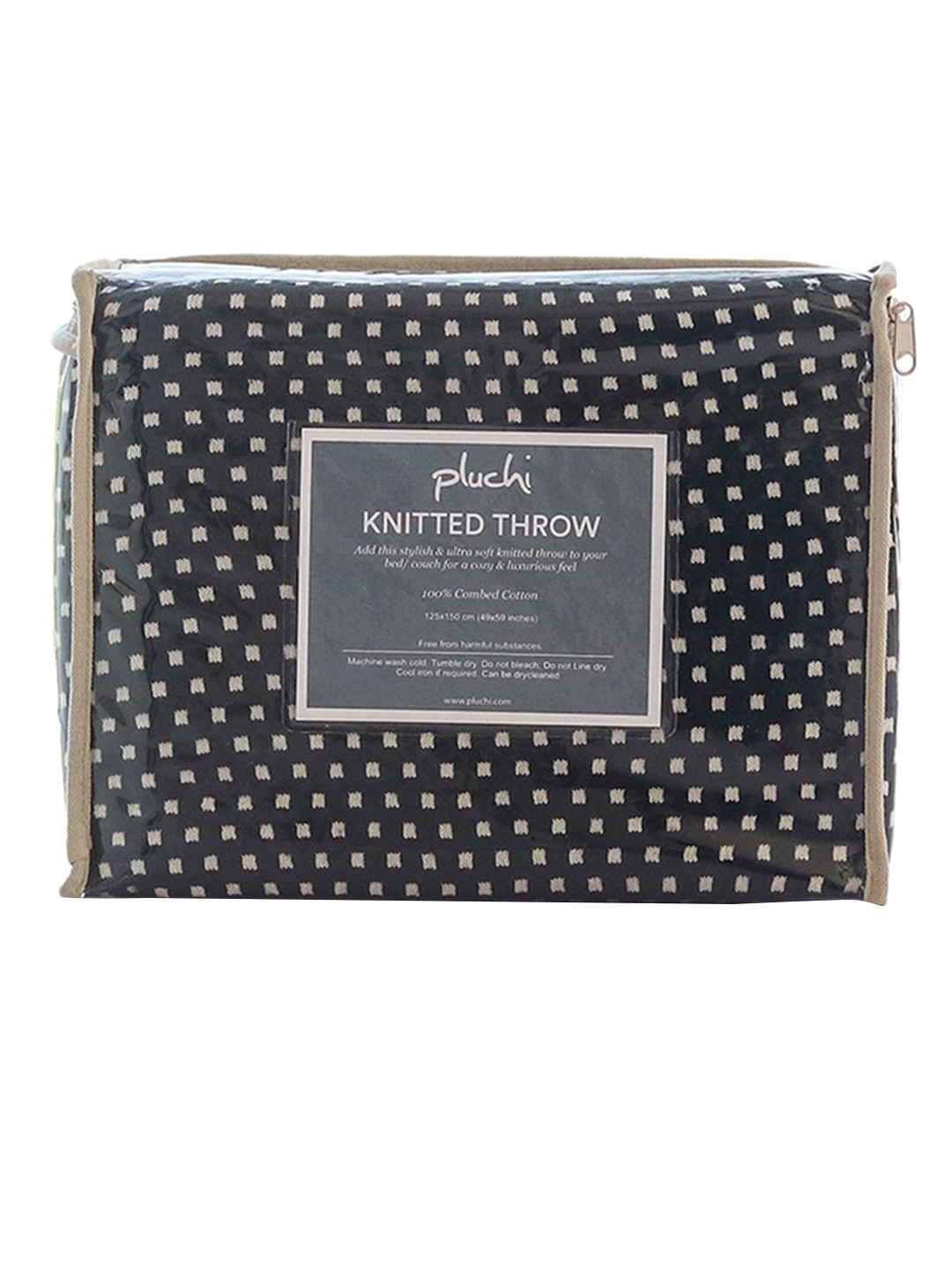

Pluchi Black & White Printed Cotton Throw Blanket