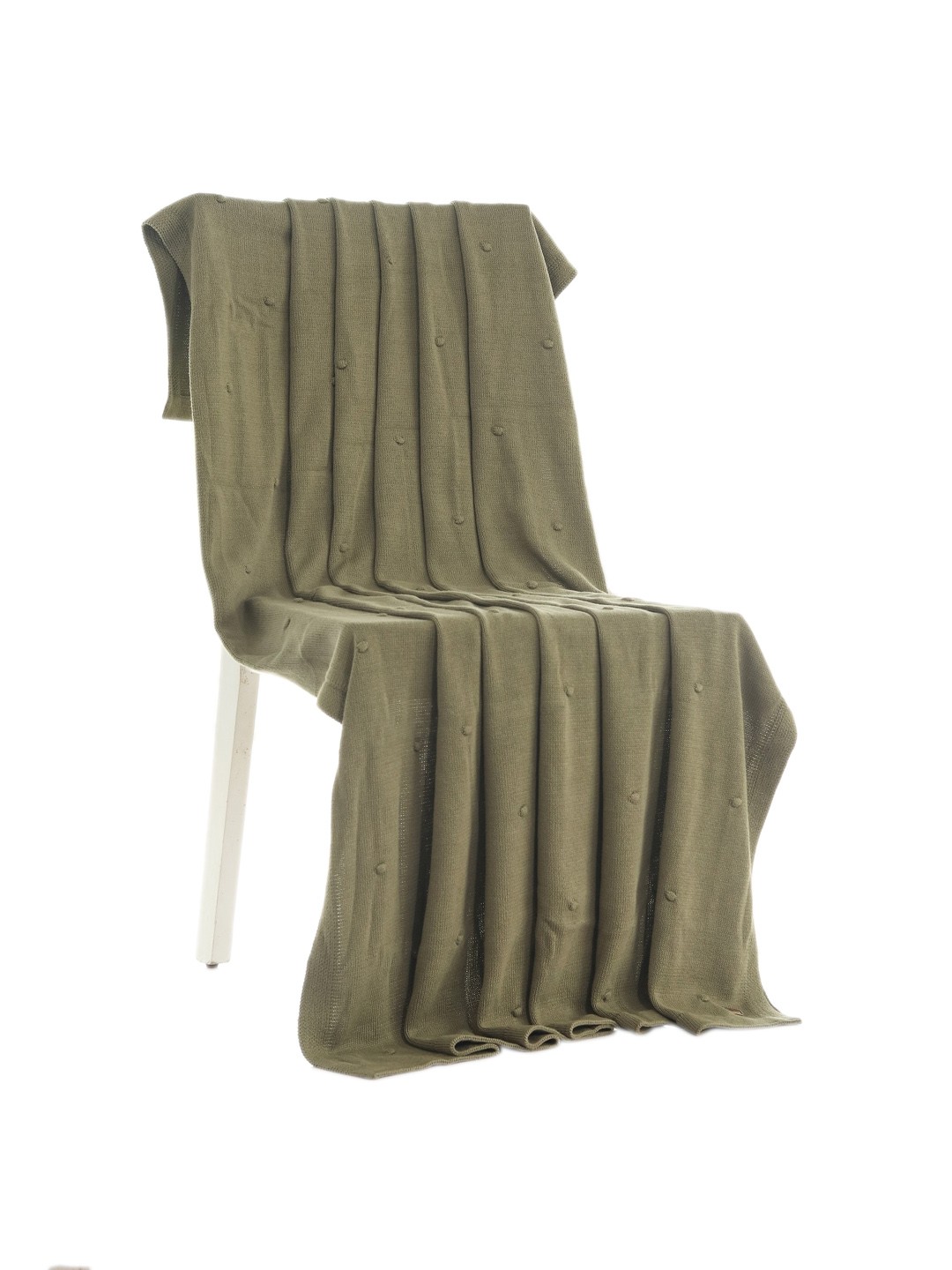 

Pluchi Green Self Design Cotton Knitted Throw Blanket