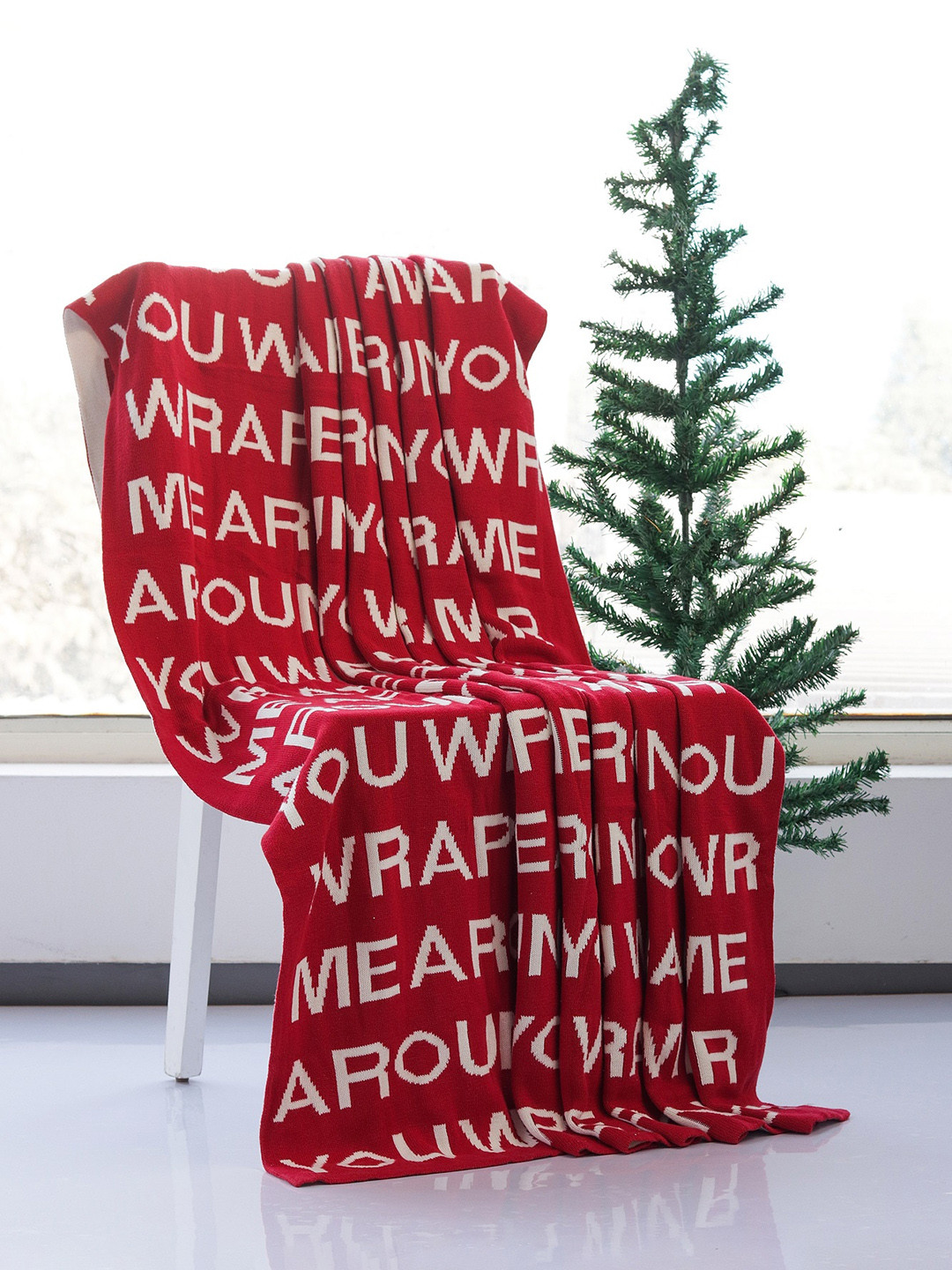 

Pluchi Red & White Wrap Me Around You Printed Cotton Blanket Throw