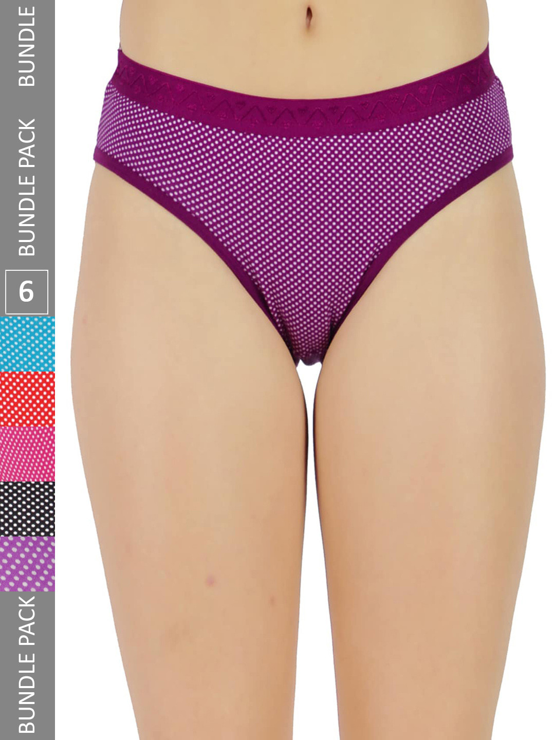 

LADYLAND Women Pack Of 6 Assorted Printed Long Lasting Cotton Hipster Briefs