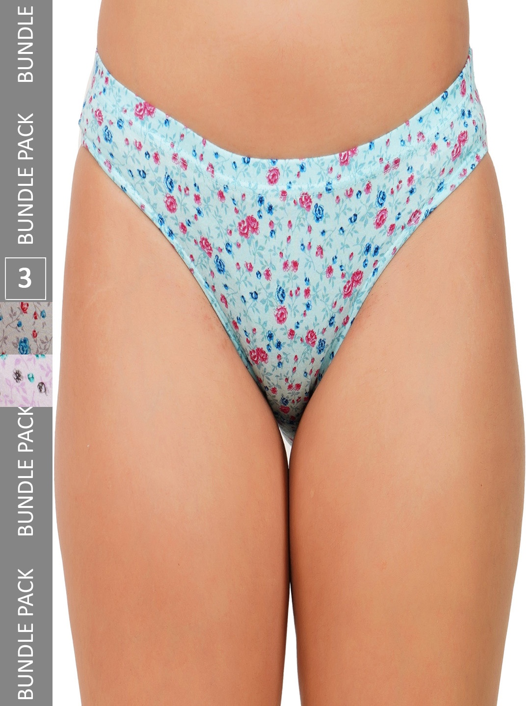 LADYLAND Women Pack Of 3 Assorted Mid-Rise Full Coverage Cotton Hipster Briefs