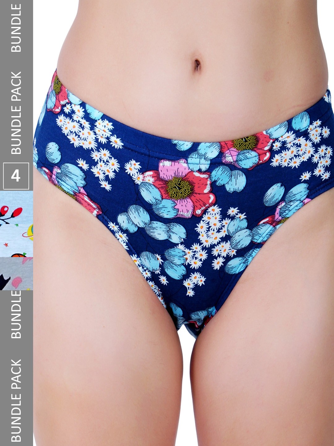 

LADYLAND Women Pack Of 3 Assorted Cotton Floral Printed Long Lasting Hipster Briefs
