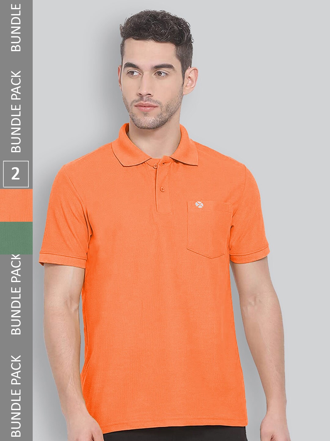 

LUX NITRO Pack Of 2 Polo Collar Pure Cotton Anti Odour T-shirt, Orange