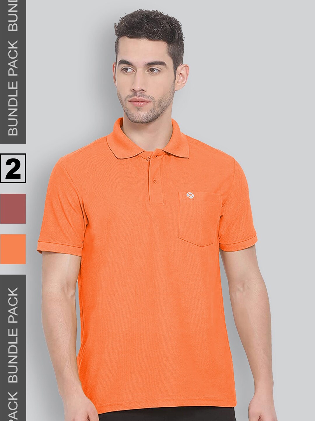 

LUX NITRO Pack of 2 Polo Collar Anti Odour Pockets T-shirt, Orange