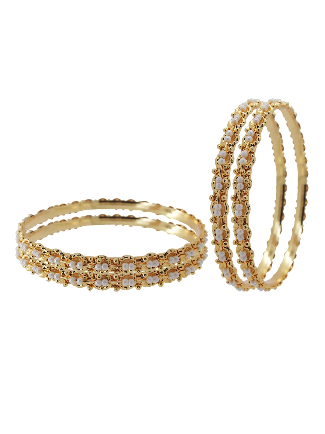 

FEMMIBELLA Set Of 4 Gold-Plated Beaded Bangles