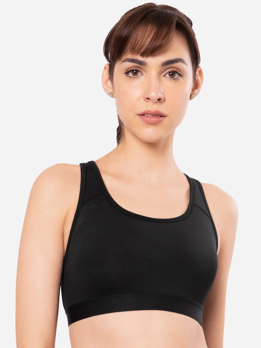 

Amante Solid Padded Non-Wired Full Coverage Sports Bra, Black