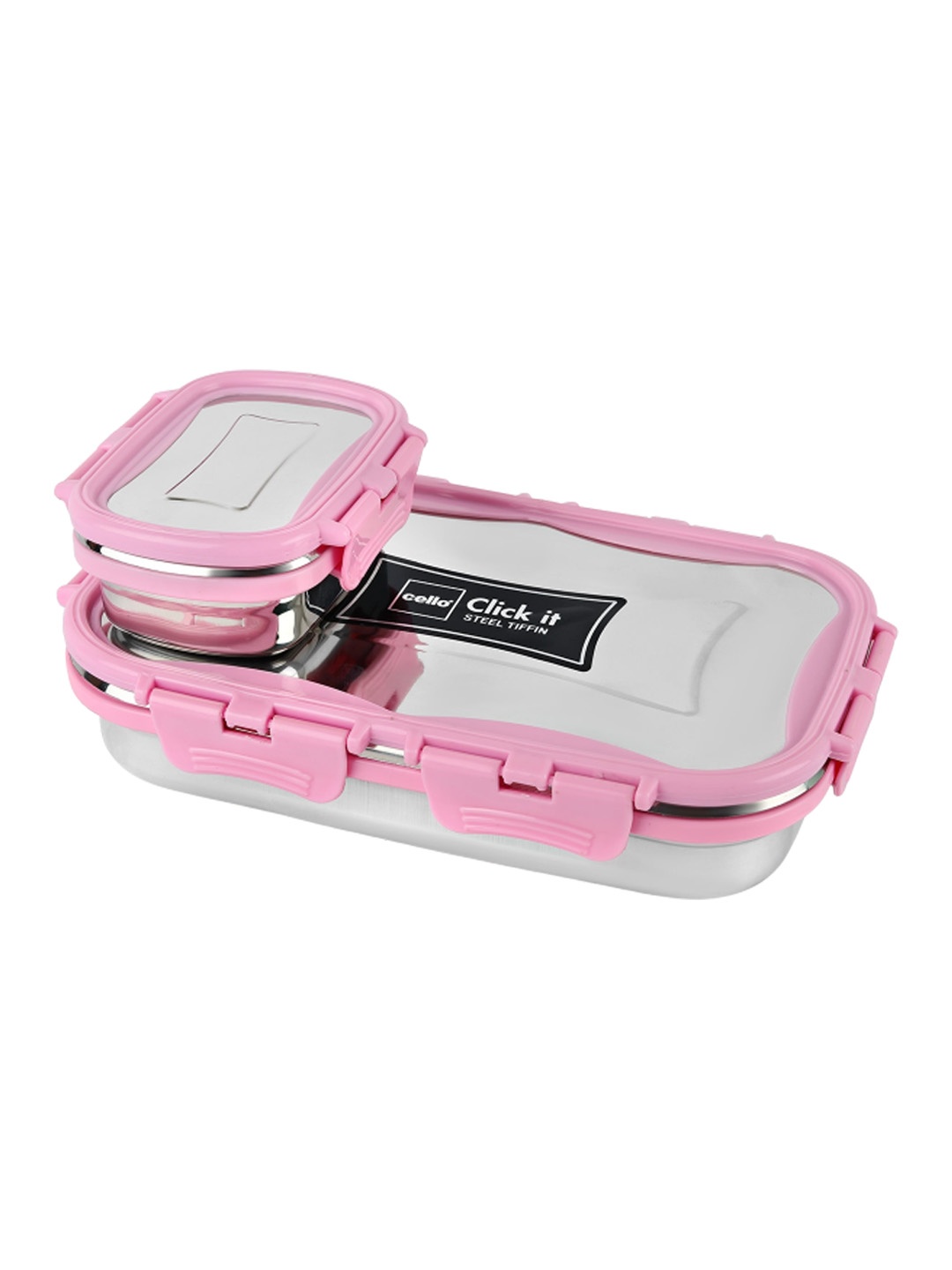 

Cello Click It 2-Pcs Pink Leak Proof Stainless Steel Lunch Boxes
