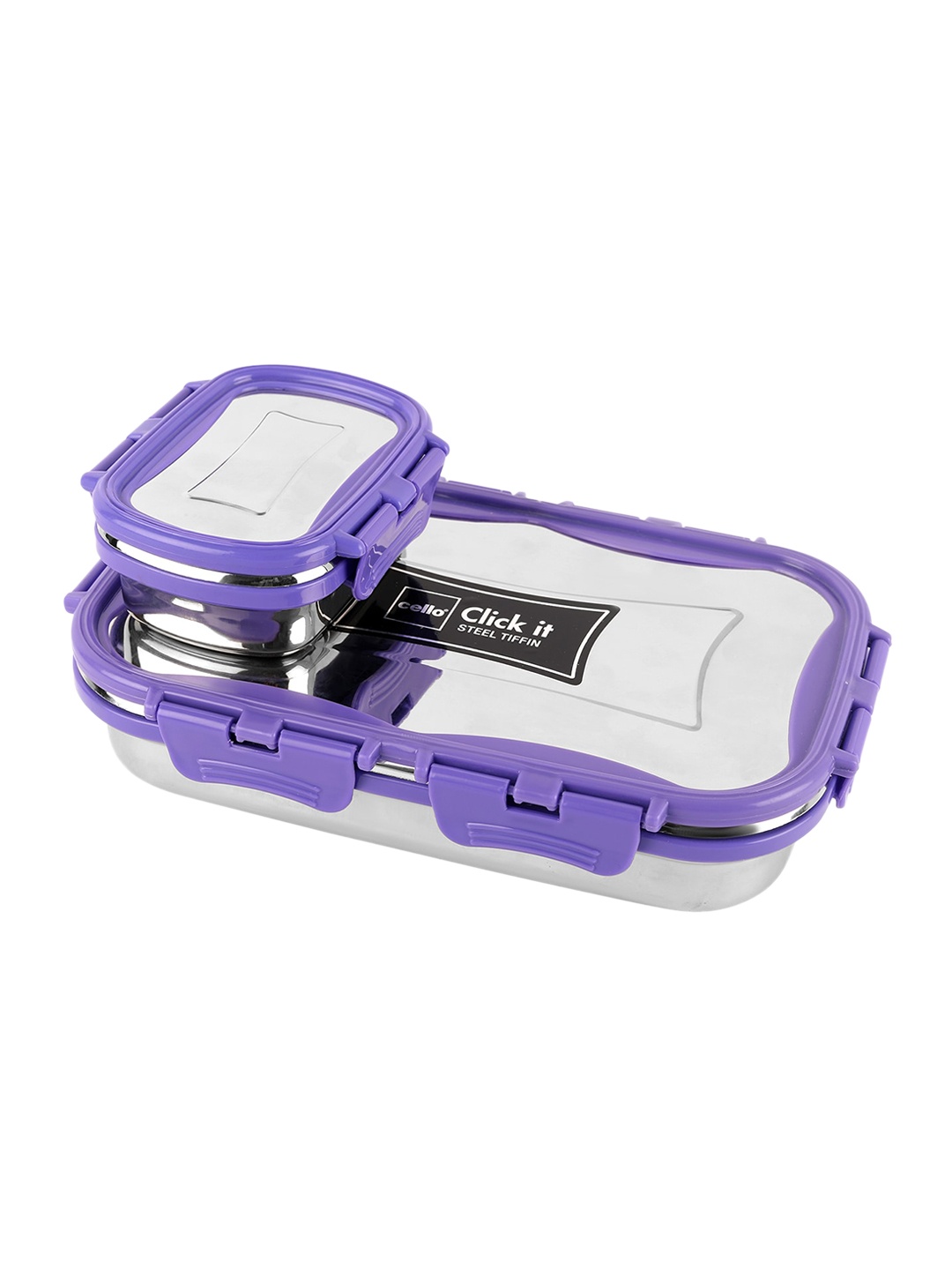 

Cello Click It 2-Pcs Violet Leak Proof Stainless Steel Lunch Boxes