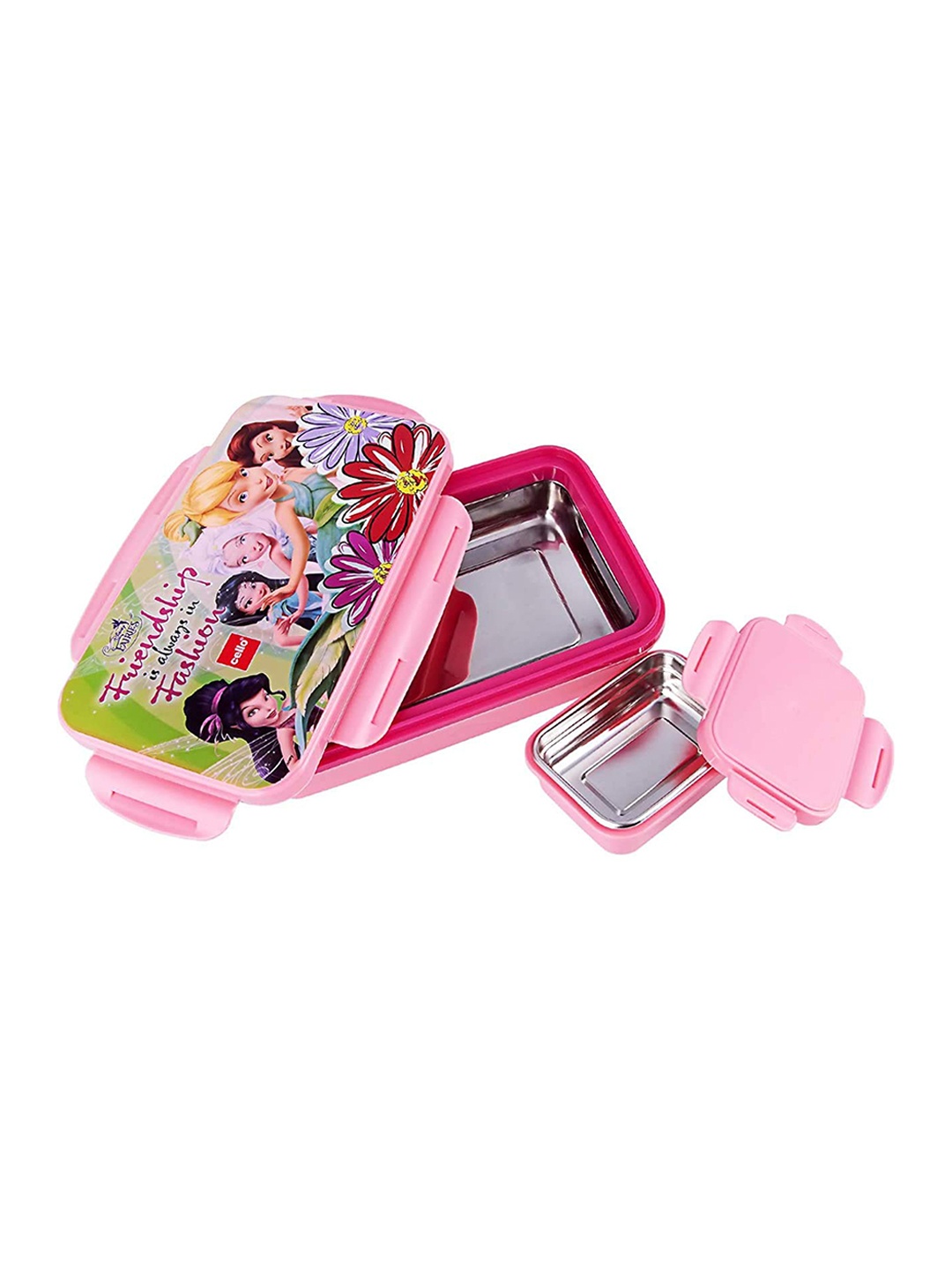 

Cello HI-Lunch Big Deluxe Pink Fairies Print Insulated Inner Steel Lunch Box 850 ml