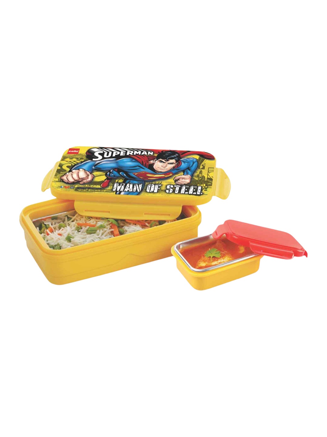 

Cello HI-Lunch Big Deluxe 2 PC Yellow Superman Printed Insulated Lunch Boxes