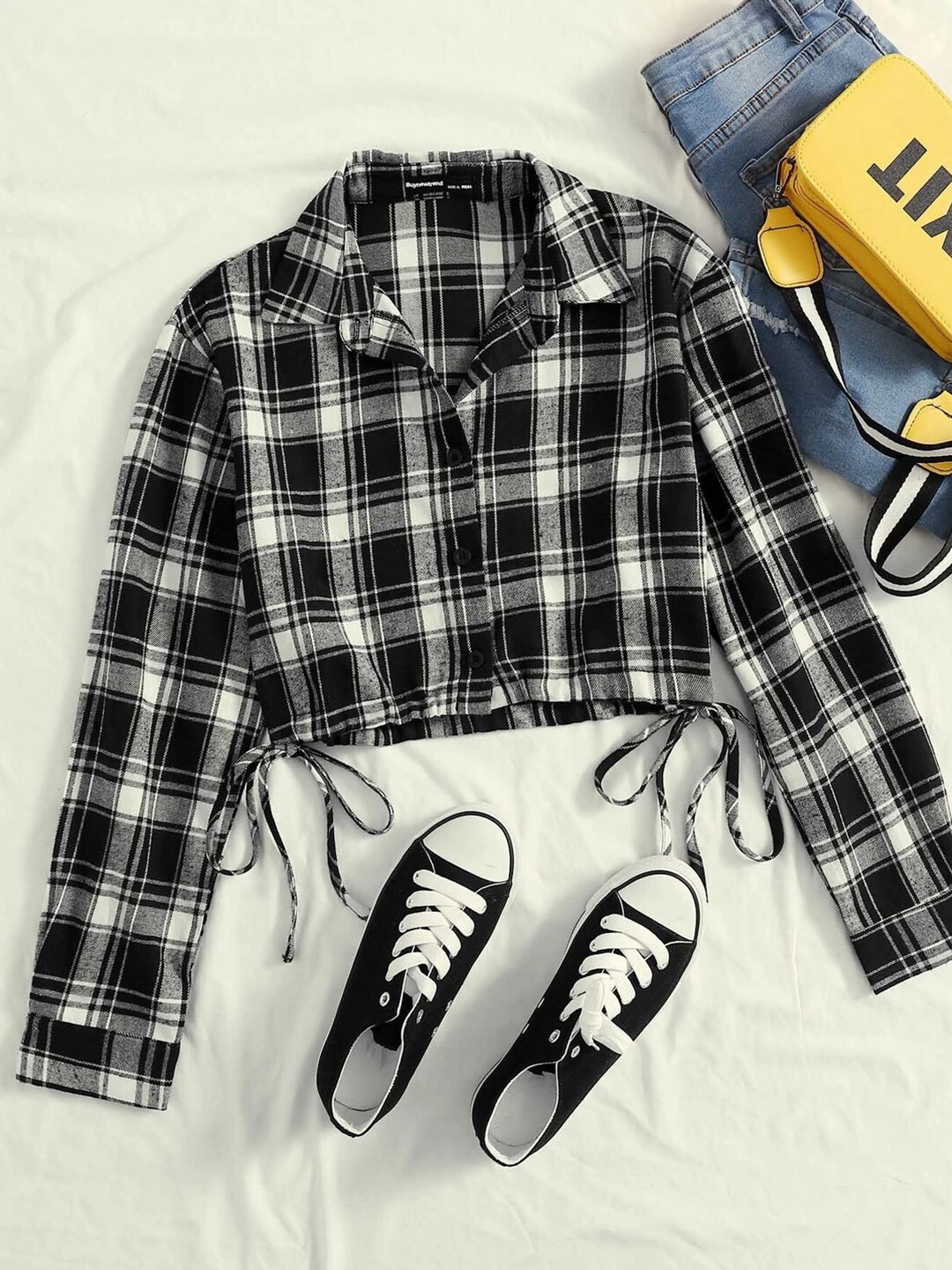 

BUY NEW TREND Tartan Checks Cotton Casual Shirt, Black