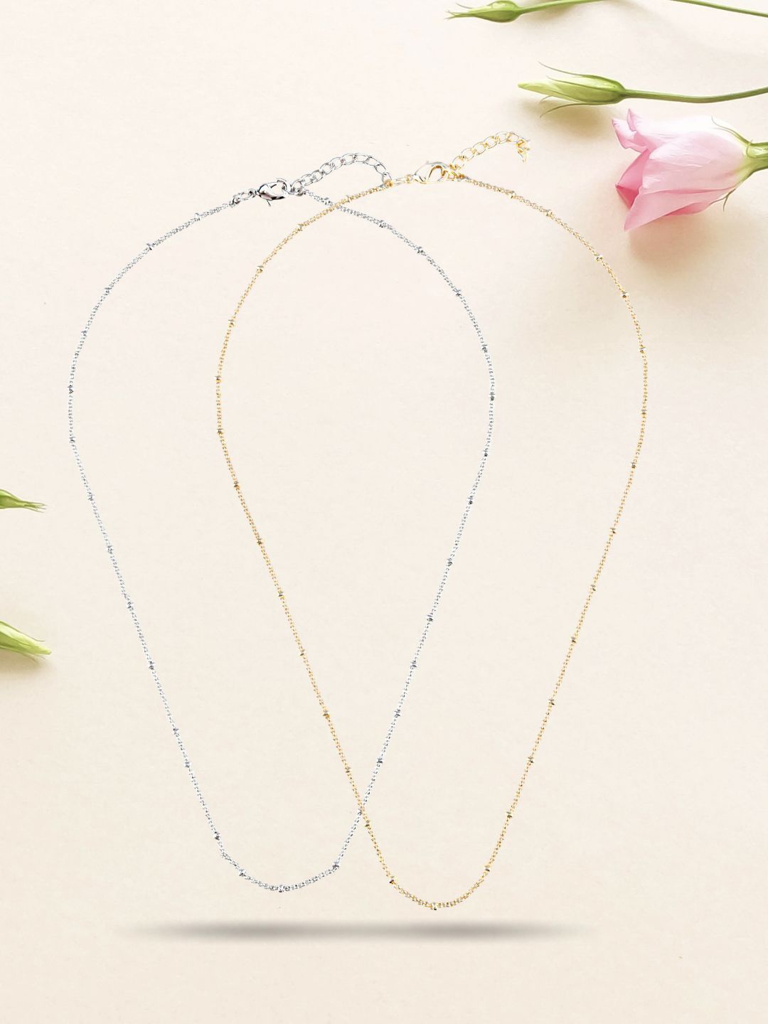 

AccessHer Set Of 2 Brass Silver-Plated Chain