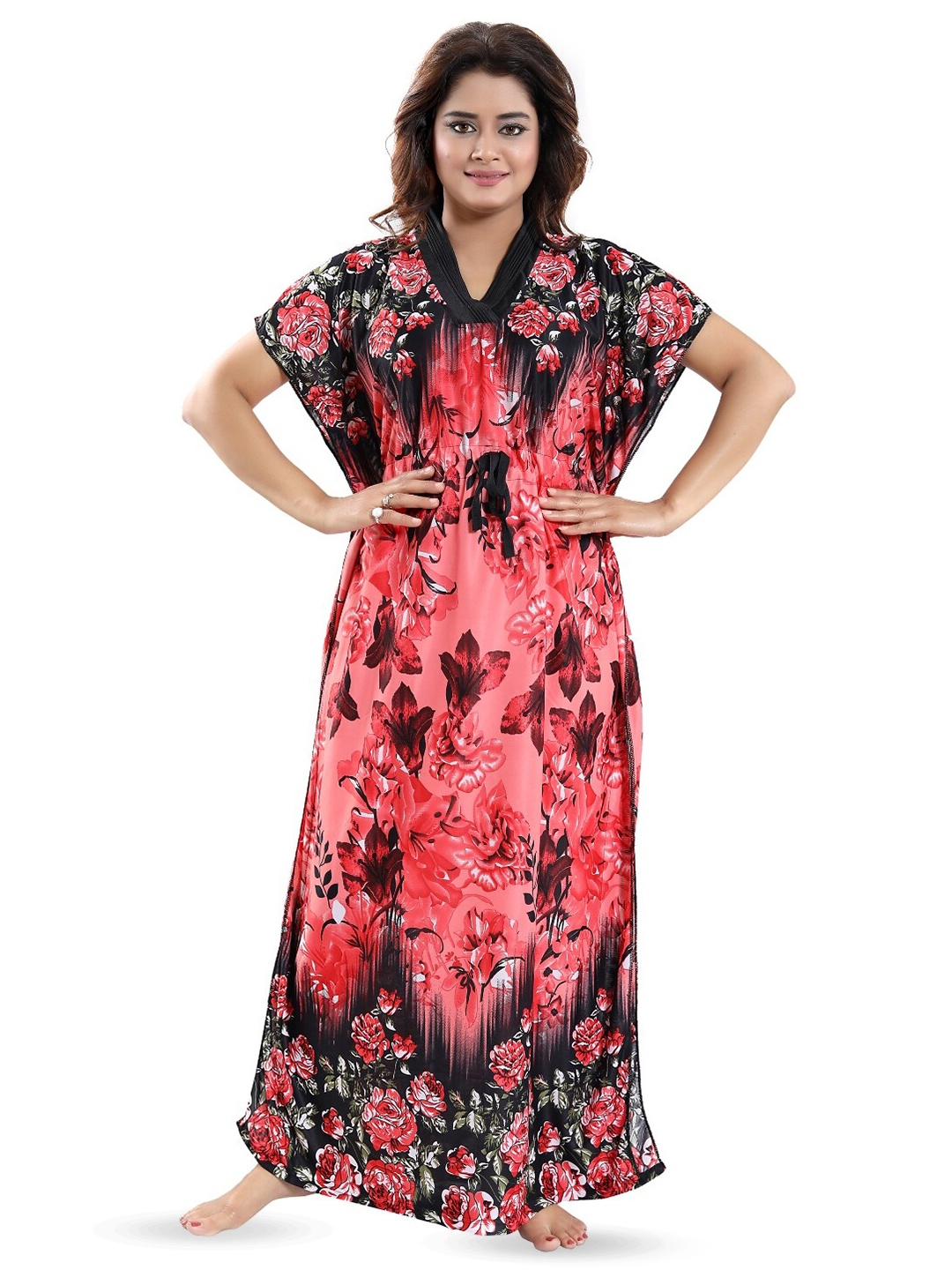 

SHOPPING STATION Floral Printed Satin Maxi Nightdress, Red