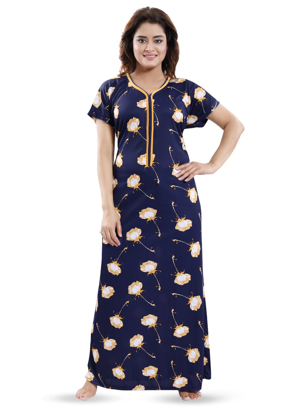 

SHOPPING STATION Floral Printed Satin Maxi Nightdress, Blue